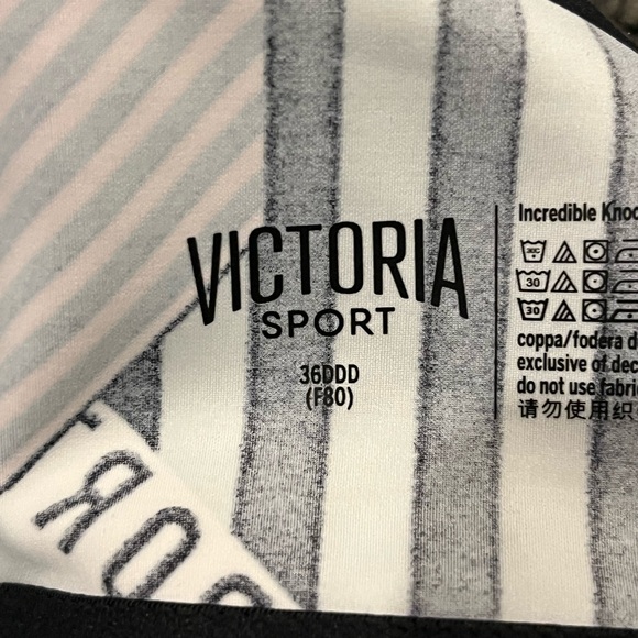 Victoria's Secret Black and Pink Striped Sports Bra Women’s Size 36DDD - Picture 6 of 6